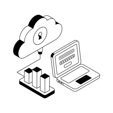 Bulut girişinin bu modern izometrik simgesini al