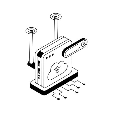 İnternet aygıtı gösteren izometrik simge görüntüleniyor