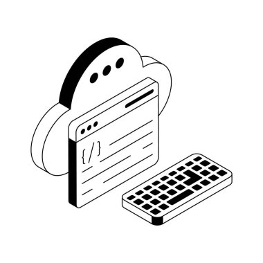 Bu modern izometrik bulut kodlama simgesine bir göz atın