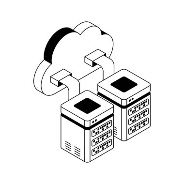 Sunucu sunuculuğunu gösteren modern izometrik simgeye bakın