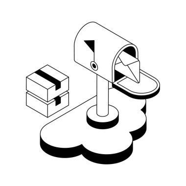 Bulut postasının modayı izometrik simgesi, tasarımı kolay