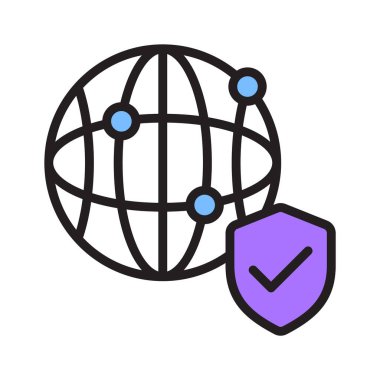 Kalkanlı güvenli ağın modern satır biçimi simgesi