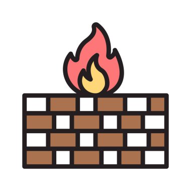 Güvenlik duvarı korumasını gösteren yaratıcı çizgi simgesi