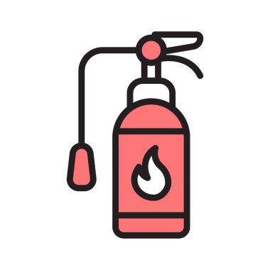 Yangın söndürücüyü gösteren çizgi simgesi kullanmaya hazır