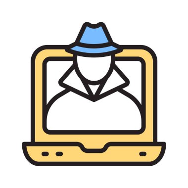 Çevrimiçi hacker satır biçimi simgesi premium kullanıma hazır