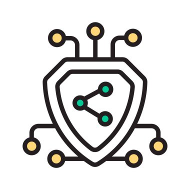 Siber güvenlik kalkanının bu modern satır simgesini düğümlerle kontrol et