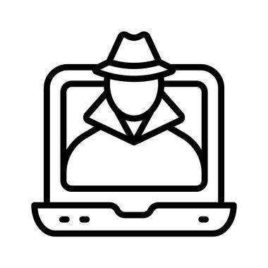 Çevrimiçi hacker satır biçimi simgesi premium kullanıma hazır