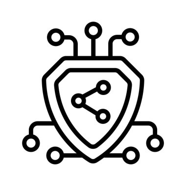 Siber güvenlik kalkanının bu modern satır simgesini düğümlerle kontrol et