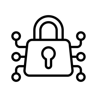 Dijital kilit tasvir eden görsel olarak çekici doğrusal biçim simgesi