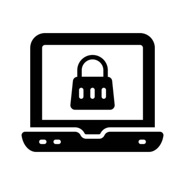 Laptop güvenliğini gösteren premium glyph biçim simgemizi indir