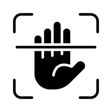 Avuç içi tarama simgesi yaratıcı bir şekilde kabartma biçiminde tasarlandı