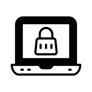 Laptop güvenliğini gösteren premium glyph biçim simgemizi indir
