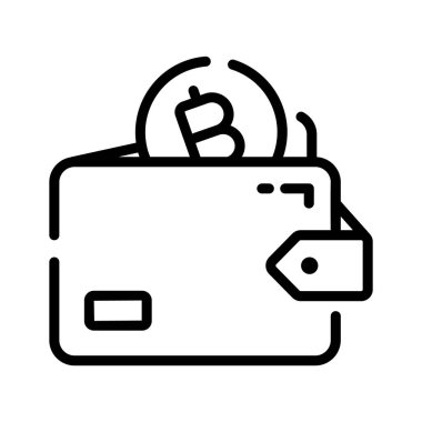 Güvenli bitcoin cüzdanının modaya uygun ana hat simgesi