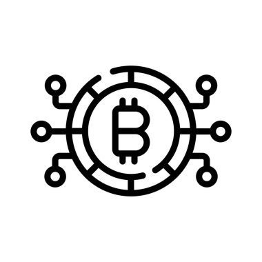 Bir bitcoin simgesi gösteren moda doğrusal simge