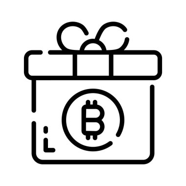 Bitcoin hediye paketinin modaya uygun doğrusal simgesi