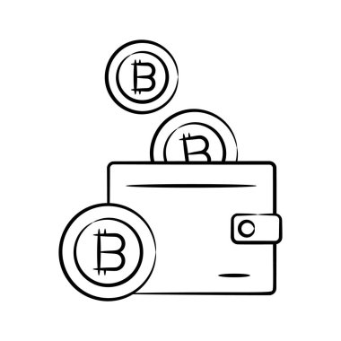 Bitcoin cüzdanımızın özel el çizimi simgesine bakın.