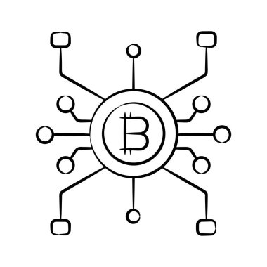 Bitcoin bağlantı düğümlerinin iyi tasarlanmış el çizimi biçim simgesi