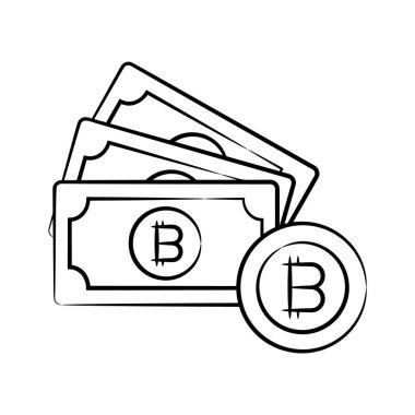 Bitcoin banknotlarının kullanışlı el çizimi simgesini al