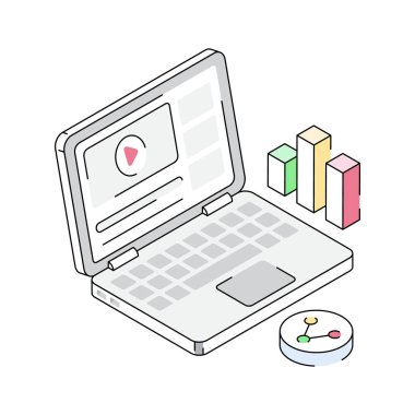 Video analizinin bu izometrik simgesine bir göz atın