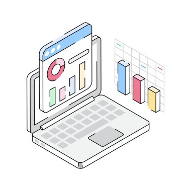 Ağ analiz aracının bu izometrik dış hat simgesine bakın