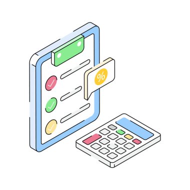 Dijital muhasebe sisteminin bir izometrik biçim simgesi hazır