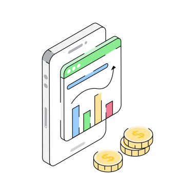 Finansal analiz kavrayışlarına odaklanmış inanılmaz bir izometrik simge