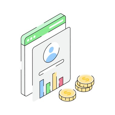 Bir ticaret profilinin izometrik biçim simgesi hazır