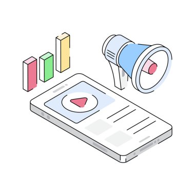 Video reklamının bu izometrik simgesine bir göz atın