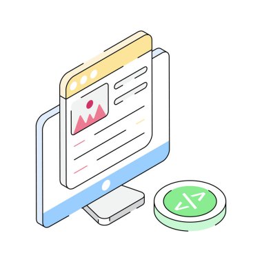 Ayrıntılı web içeriğinin bu izometrik dış hat simgesine bakın