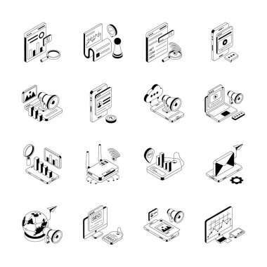 Seo ve promosyon kavramlarını gösteren modern izometrik simgeleri yakala