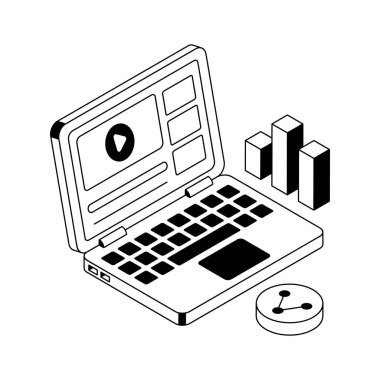 Video analizinin bu izometrik simgesine bir göz atın