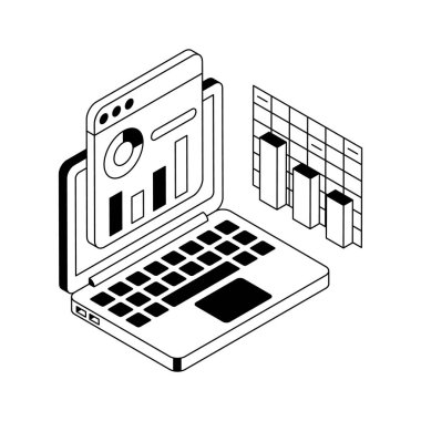 Ağ analiz aracının bu izometrik dış hat simgesine bakın