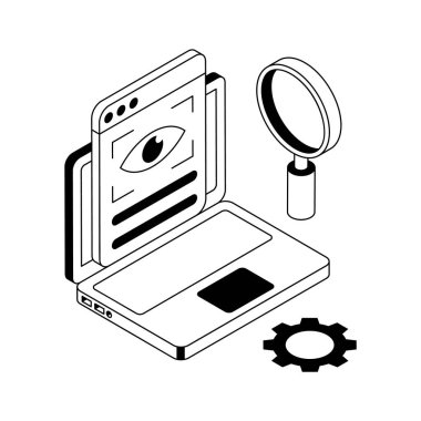 Web izleme panelinin görsel olarak çekici izometrik simgesi