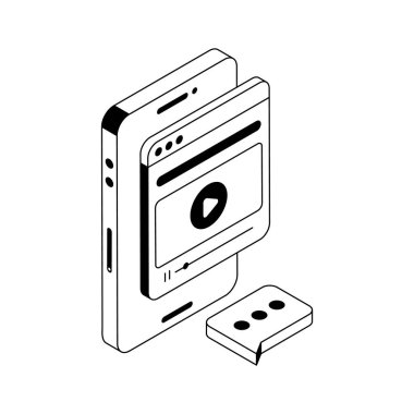 Kusursuz video yayınlama servisinin izometrik simgesi