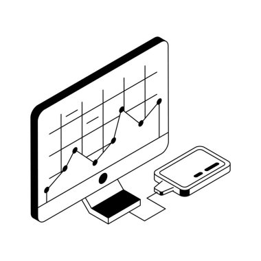 Veri bilgisini gösteren büyüleyici bir izometrik simge