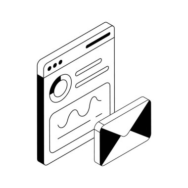 E- posta analitik iz sürüşünün görsel olarak çekici izometrik ana hat simgesi