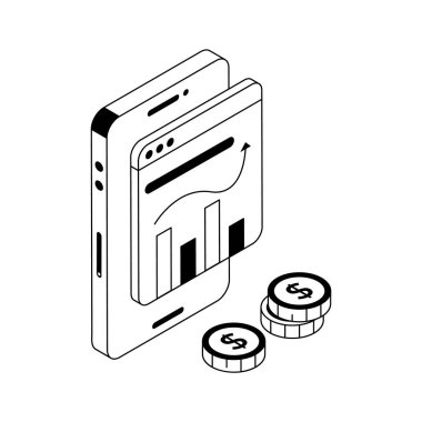 Finansal analiz kavrayışlarına odaklanmış inanılmaz bir izometrik simge