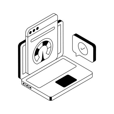 Web performans ölçümlerini gösteren görsel olarak çekici bir izometrik simge