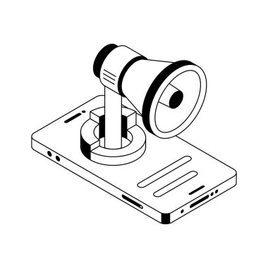 Cep telefonu pazarlamasının bu izometrik dış hat simgesini al