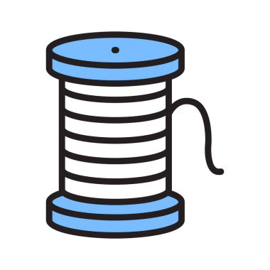 Kabartma biçiminde dizayn edilmiş bir iplik makarası simgesi
