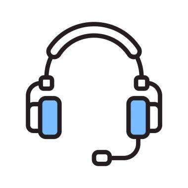 Mikrofonlu kulaklık gösteren kullanışlı bir kabartma biçimi simgesi