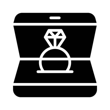 Glifte dizayn edilmiş elmas yüzük kutusu simgesi