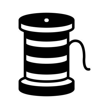 Kabartma biçiminde dizayn edilmiş bir iplik makarası simgesi