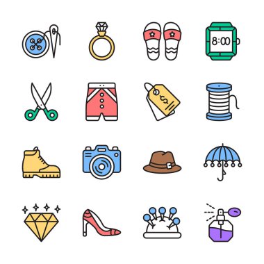 Premium kullanıma hazır, yaratıcı tasarlanmış moda ekipmanları seti.