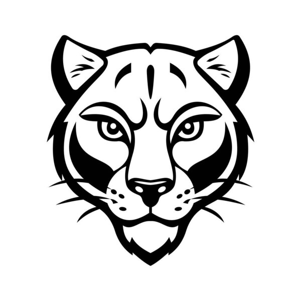 A roaring glyph icon of tiger head mascot