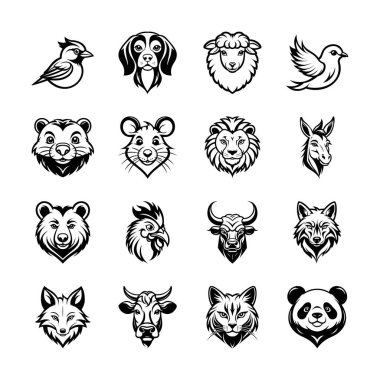 Hayvan maskotu simgelerini gösteren bu kullanışlı kabartma biçimindeki paketi işaretleyin