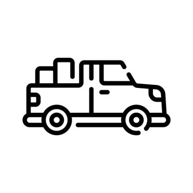 Engebeli kamyonet modelinin modaya uygun taslak simgesi