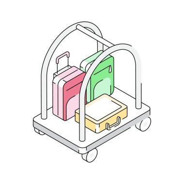 Yük arabasının büyüleyici bir izometrik simgesi.