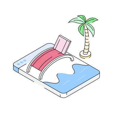 Otel web sitesinin görsel olarak çekici bir izometrik simgesi