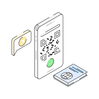 qr tarama süreci içeren inanılmaz bir izometrik simge